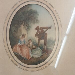 Vintage Oval Framed Art Print The Music Lesson